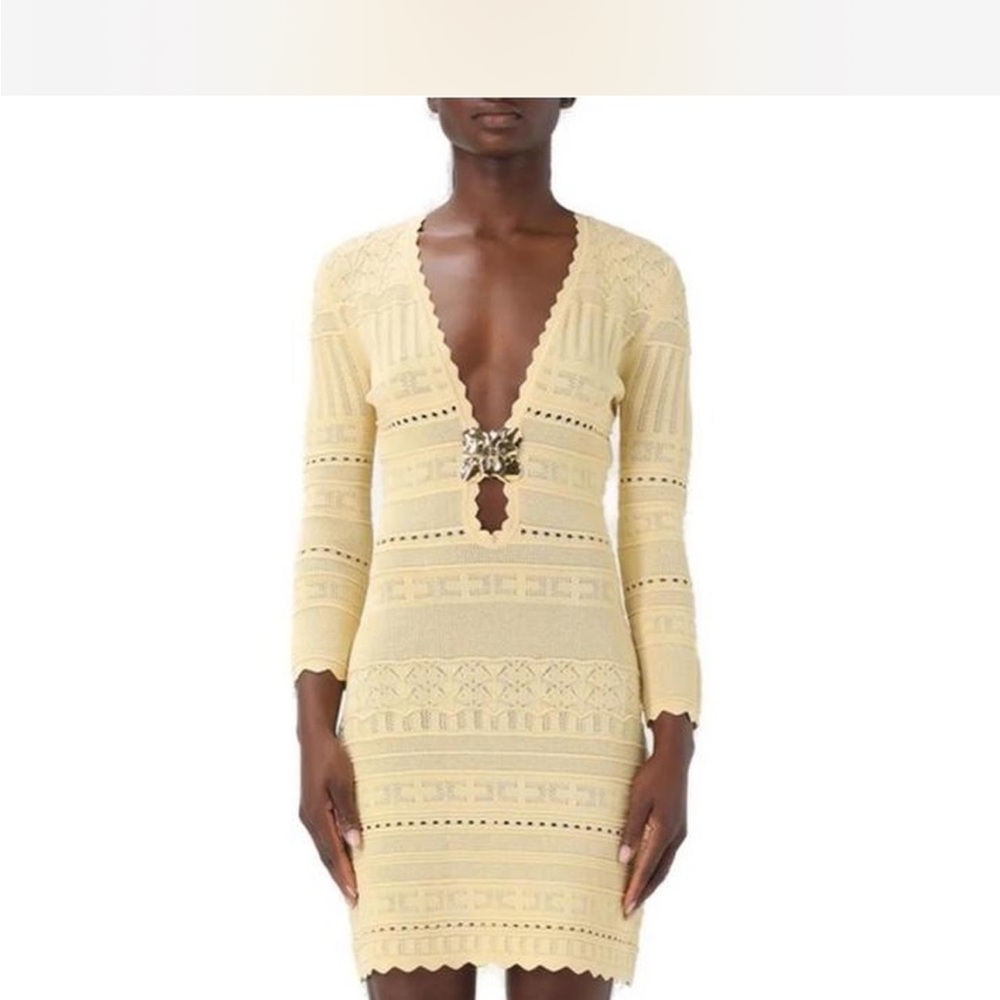 Elisabetta Franchi Elegant Cream Mini Dress